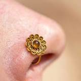 Floral Fashion Nose Pin – Antique Gold Toned
